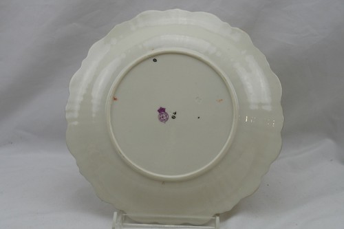 Royal Worcester Blush Antique Scallop Gold Edge Dessert Plate Blue Flower1890 - Picture 6 of 6