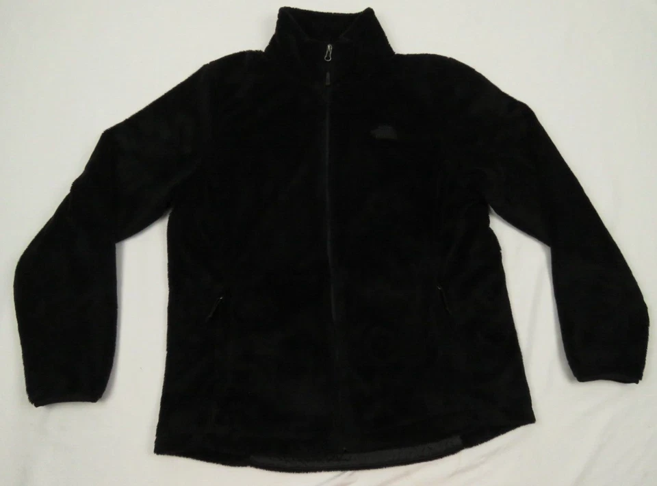 Chaqueta Abrigo The North Face TNF Osito Fuzzy Polar Negra Mujer Cremallera Completa XL