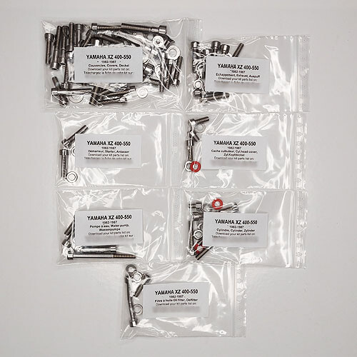 Kit vis inox moteur pour Yamaha XZ 550 et 400 (1982-1987) - Acier inoxydable 304