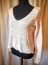 *NWT* Junior's L ••Abercrombie & Fitch•• Pink Striped Fuzzy Knit Sweater 