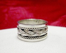 925 STERLING SILVER BRAIDED DESIGN DETAILED BAND RING SIZE 7.25