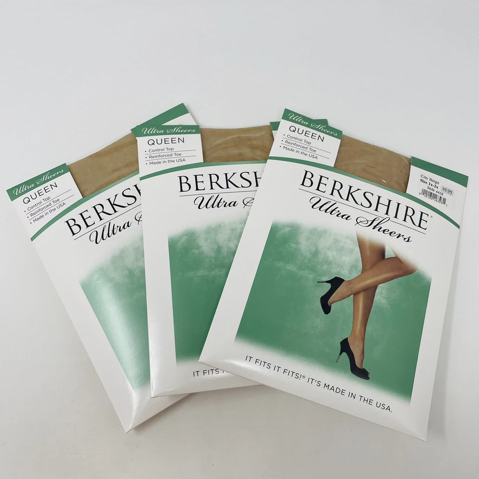 Berkshire Size 1X-2X 3 Pack Ultra Sheer Reinforced Toe Hosiery 4418 City Beige - Image 2 of 4
