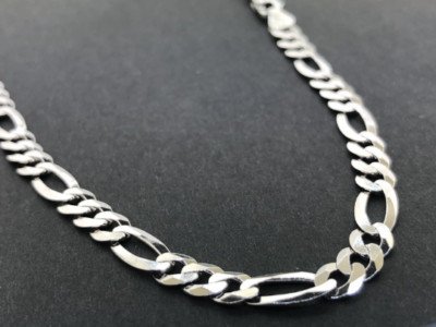 925 Sterlingsilber 4 mm Figaro Gliedkette Halskette - Unisex ALLE Größen - ITALIEN