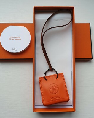Original Hermes Orange Shopping Bag Charm Sac Orange 