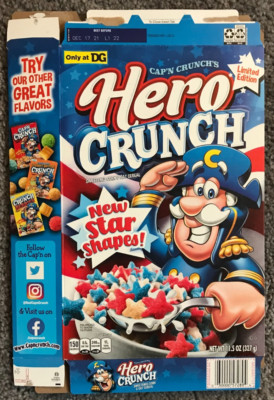 EMPTY Cap'n Crunch's Hero Crunch Dollar General DG Cereal Box Quaker FLAT 2020