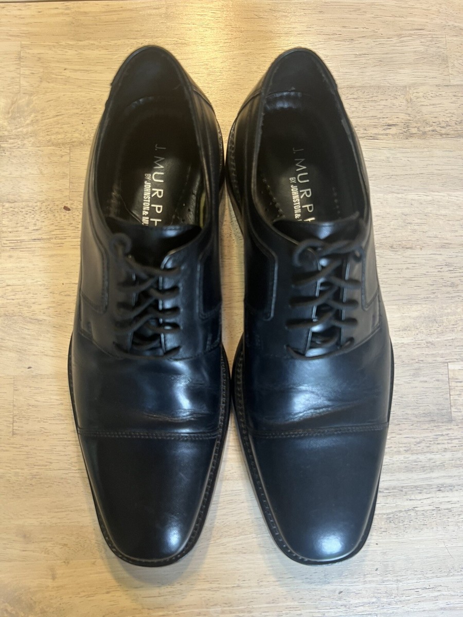 Johnston & Murphy Mens Oxford Cap Toe Dress Shoes Black Lace 