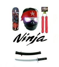 NINJA HALLOWEEN COSTUME With Accessories Light Up Mask Boys/Girls One Size Fits