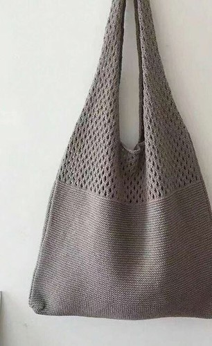 Oversized Slouchy Gray an Hobo Shoulder Bag Tote Travel Crochet Knit NEW