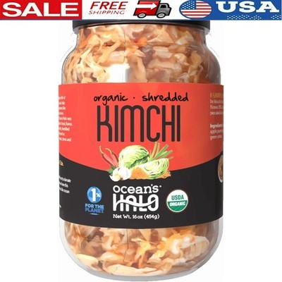 USDA Organic Vegan Kimchi Fermented Spicy Crunchy 16oz Jar Gluten Free