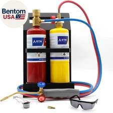 Oxygen MAPP Torch Kit Portable Cylinder Metal Stand, for Soldering, Brazing, Spa