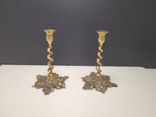 Vintage Brass Candlestick Holders Pair Of Barley Twist Candle Stick Holder