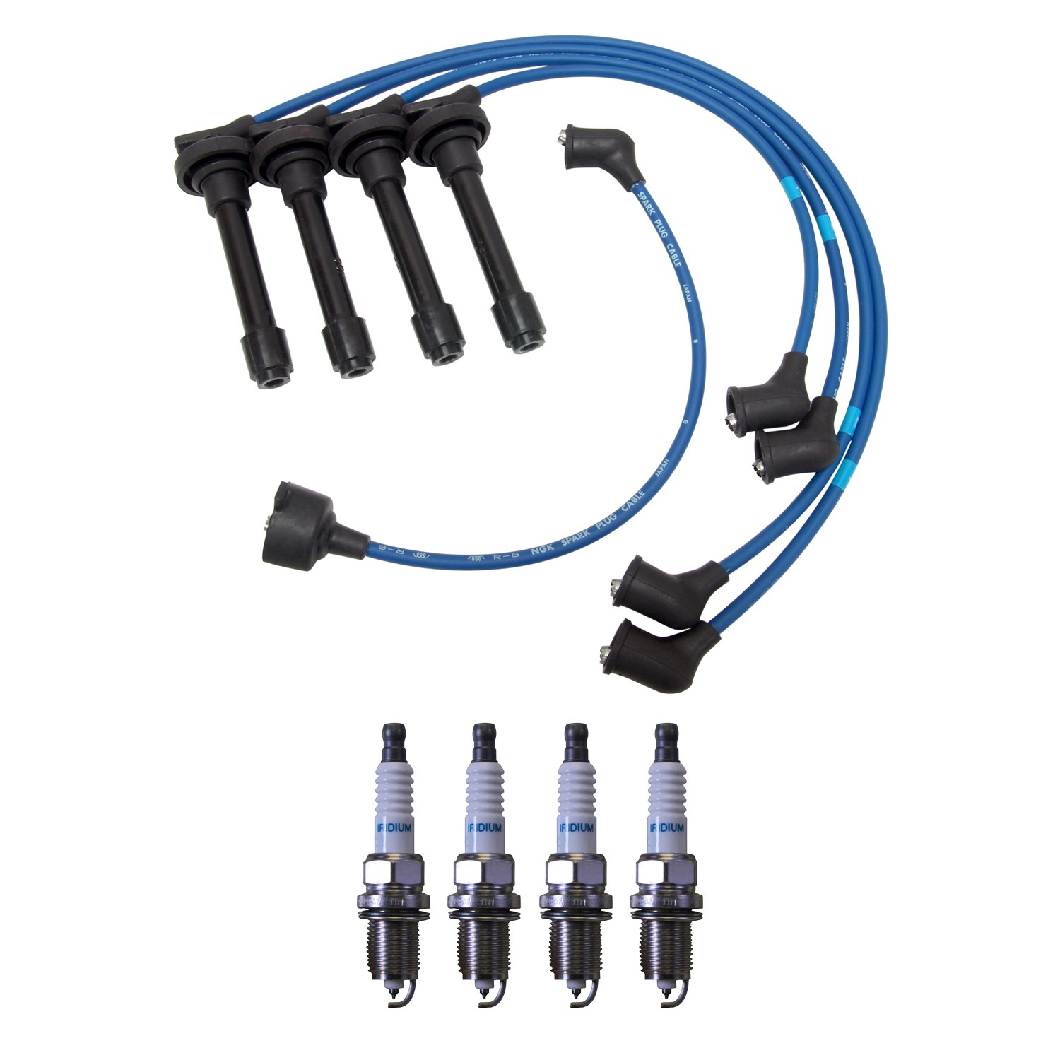 NGK 7mm Wire Set  4 Denso Iridium Spark Plug Kit For Honda Prelude 2.3 L4 92-96