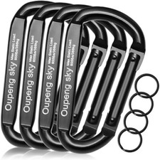Carabiner Clip 4Pack 855lbs 3" Heavy Duty Caribeaners for Hammocks Camping Blac