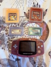 Nintendo Gameboy Advance Clear Transparent Pink Console SCN VGC and 4 Games GBA