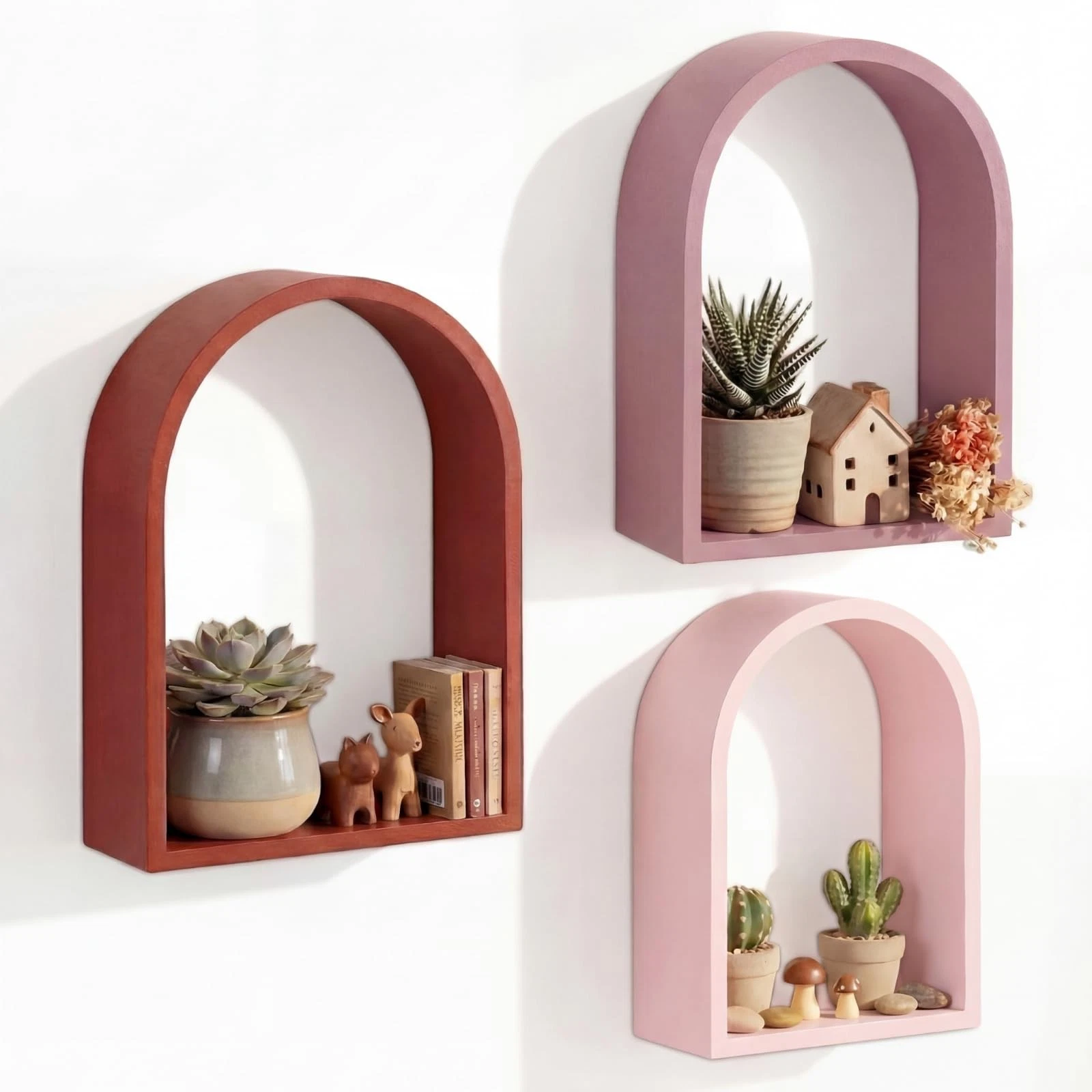 3 Set Wall Shelf 9.8 x 7.1 Inch Wooden Hanging Shelf Deep Display Storage She...