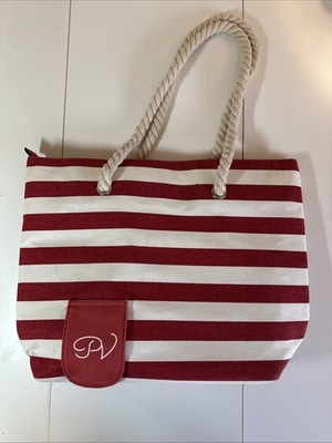 Porto Vino Beach Canvas Wine Bag Red/White Stripe