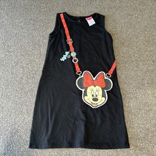 Disney Kids Girls Glitter Bow Minnie Mouse Pocket Sleeveless Tank Dress Medium