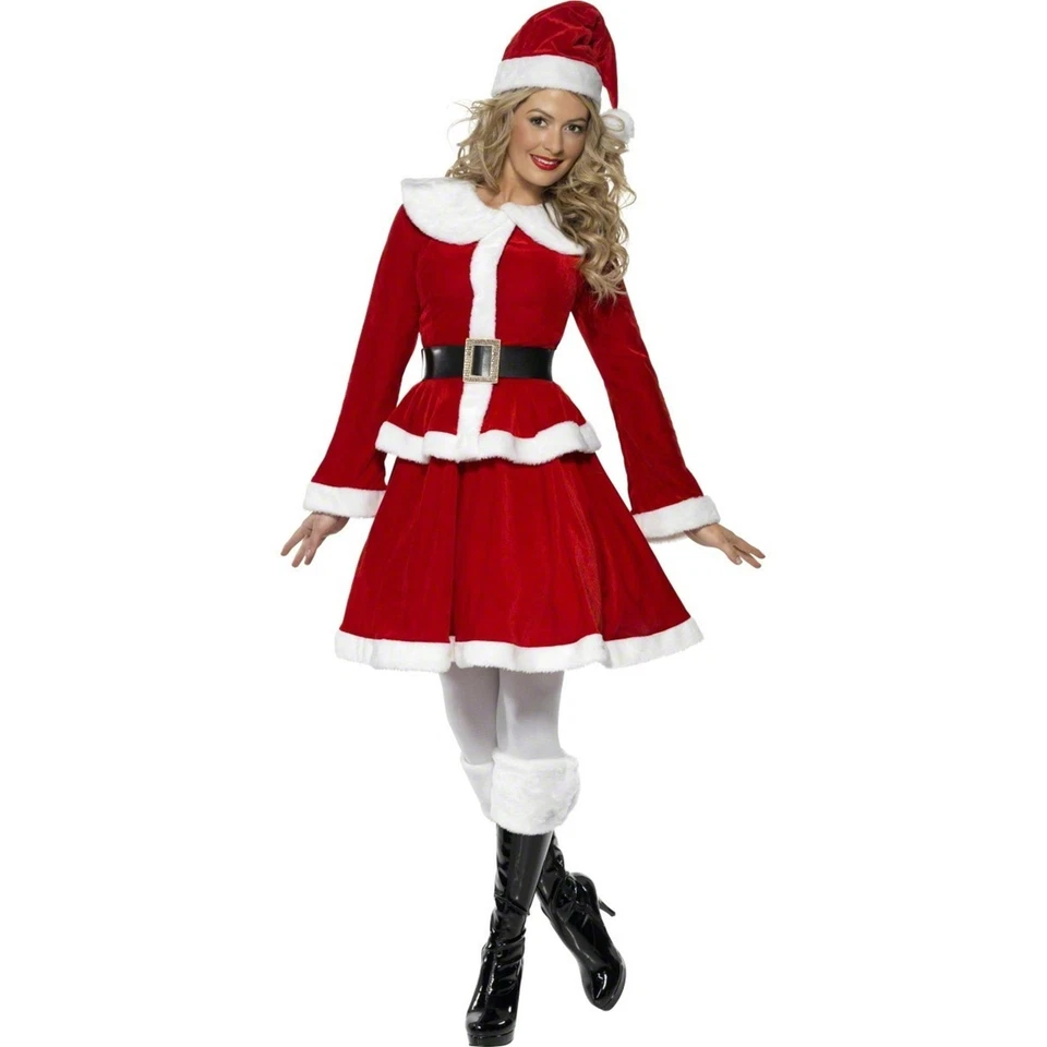 Smiffys Miss Santa Claus Adults Festive Xmas Ladies Fancy Dress Costume - Image 2 of 4