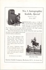 Eastman Kodak No. 1 Autographic Special Print Ad 1922 Vintage Camera