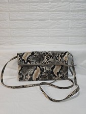 EUC Nine West Crossbody Purse Faux Snakeskin Reptile Zip Fold Over Shoulder