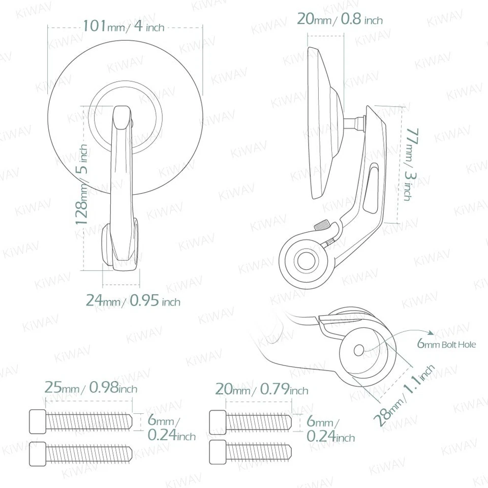 Espejo retrovisor de extremo de barra redonda BOB cromado para Triumph Bonneville 17'-up T100, 16'-up T120 Foto 2 de 4