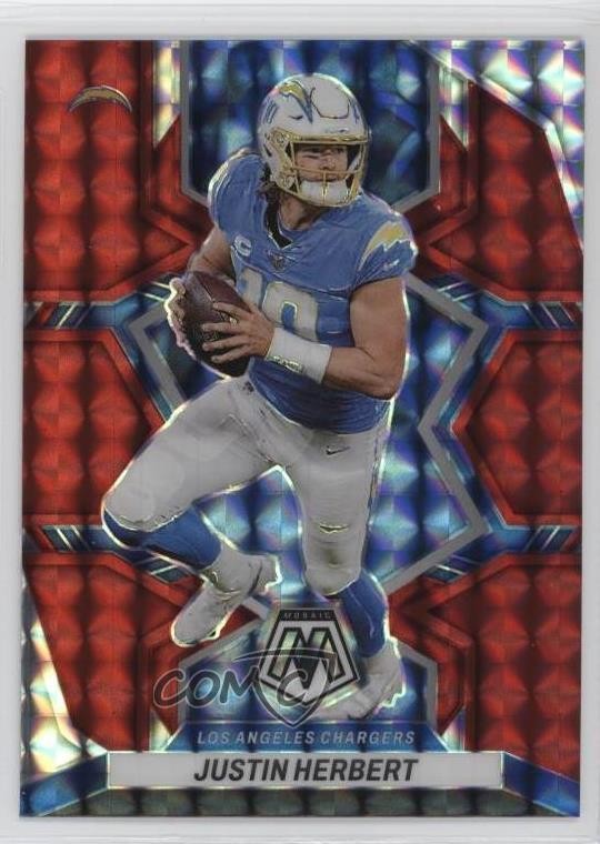 2022 Panini Mosaic Red Mosaic Prizm Justin Herbert #101 0c6