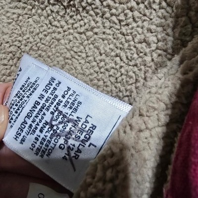 Berne Hooded Work Jacket Women Large Pink Sherpa Lined Duck Canvas