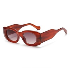 Red Frame Gradient Red Tea Lenses Y2K Thick Rim Square Round Sunglasses