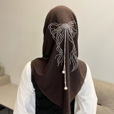 Muslim Women Hijab Shawl Headscarf Luxury Tassels Chiffon Scarf Turban