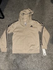 Adidas Boys Medium Brown Warm Zip Up Hoodie NWT