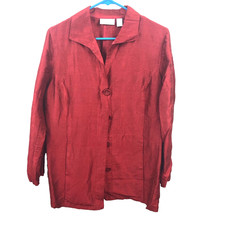 Chico's Beautiful Red 100 silk long sleeve button up blazer Women's Size 1 8
