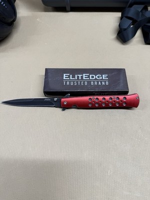 Elite Edge 440 Stainless Steel Assisted Folding Pocketknife Red Handle