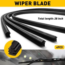 4X UK Universal 28"in Car Bus Silicone Frameless Windshield Wiper Blade Refills