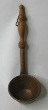 Vintage Copper Ladle with Turned Wood Handle Rustic Kitchen Tool Primitive Decor