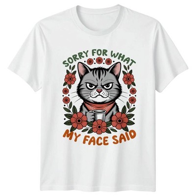 Sorry For What My Face T-Shirt Grumpy Cat Kaffee Humor Tiere Geburtstag Geschenk