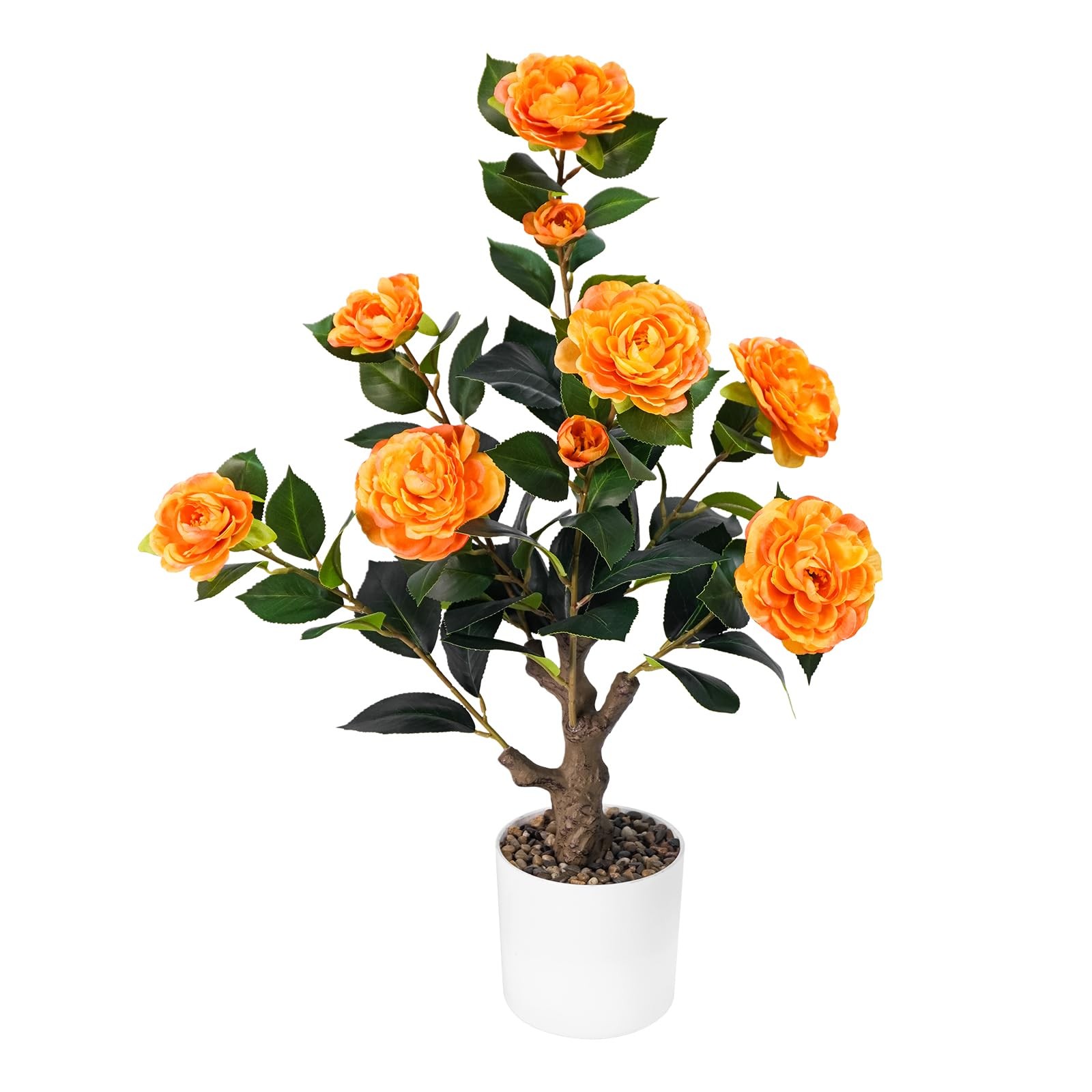 2FT Artificial Camellia Tree, Small Fake Tree for Outdoor Indoor, Plastic Pot...