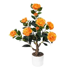 2FT Artificial Camellia Tree, Small Fake Tree for Outdoor Indoor, Plastic Pot...