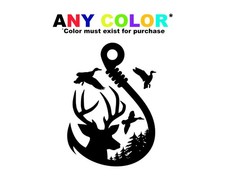 Duck Deer Fish Hook Decal   Hunting Fishing Outdoors Vinyl Sticker for Car