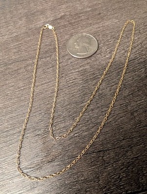 14k Solid Gold Small Elka Chain Necklace 20'' Length 2g 1.5mm Yellow Gold
