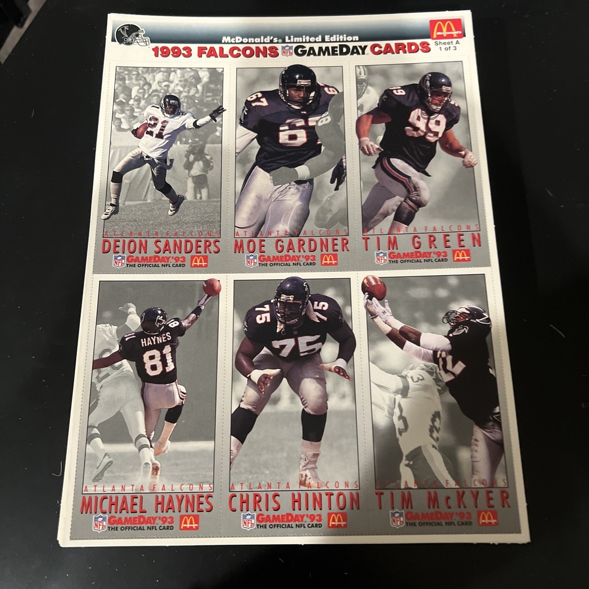 mcdonald's limited edition 1993 gameday collector cards value McDonalds NFL Football 87 sheet complete set in box 1993 GameDay 93 San Francisco