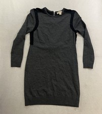 Michael Kors Gray and Black Knit Long sleeve Zipper Dress Womens Size L Stretch