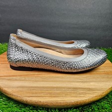 Vionic Women's Anita Women's Ballet Flat Silver Leather Slip On Size 7