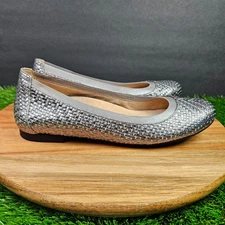 Vionic Women's Anita Women's Ballet Flat Silver Leather Slip On Size 7