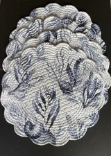 C&F Enterprises Quilted Reversible S/4 Round Placemats "Midnight Lagoon" Blue