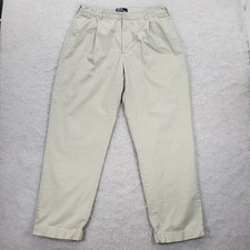 Polo Ralph Lauren Hammond Pleated Mens Beige Cotton Pant Chino Trousers 38 X 32