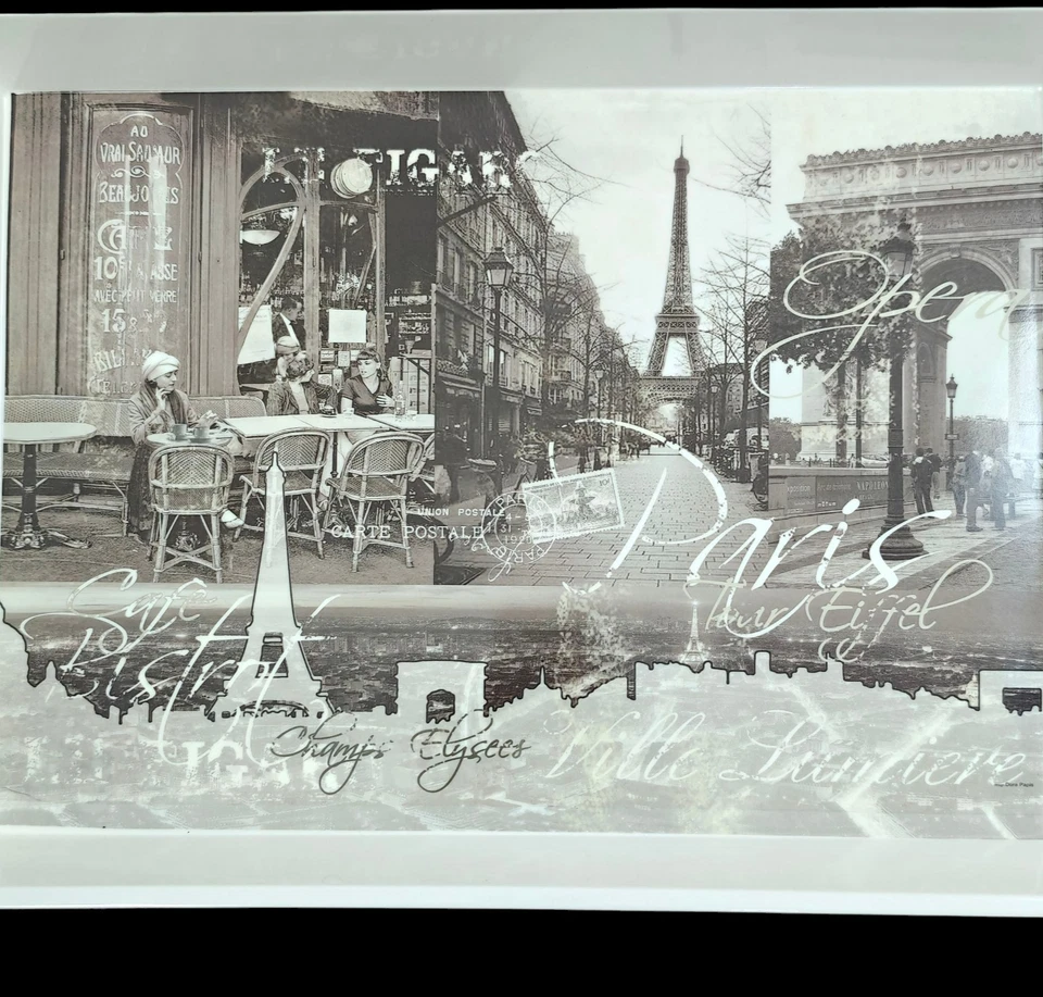 HOME ESSENTIALS AND BEYOND Melamine Serving Tray W/ Handles Vintage Paris Large - Image 2 of 4