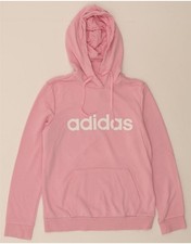 ADIDAS Womens Graphic Hoodie Jumper UK 8/10 Small Pink Cotton AX09