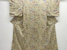 7577834: JAPANESE KIMONO / ANTIQUE KIMONO / SILK / TSUMUGI / BUTTERFLY