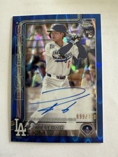 2025 Topps Chrome Hyeseong Kim RC Auto Blue RayWave Refractor 099/150 Dodgers