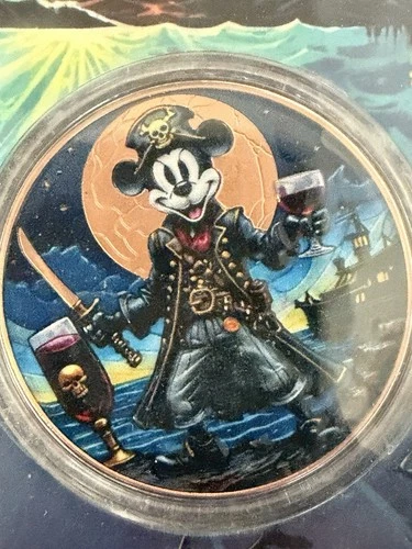 Pirate Steamboat Willie 33 Grams .999 Fine Colored Copper Round in Capsule - 1oz
